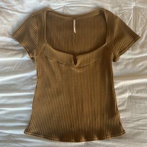 free people olive short sleeve tee